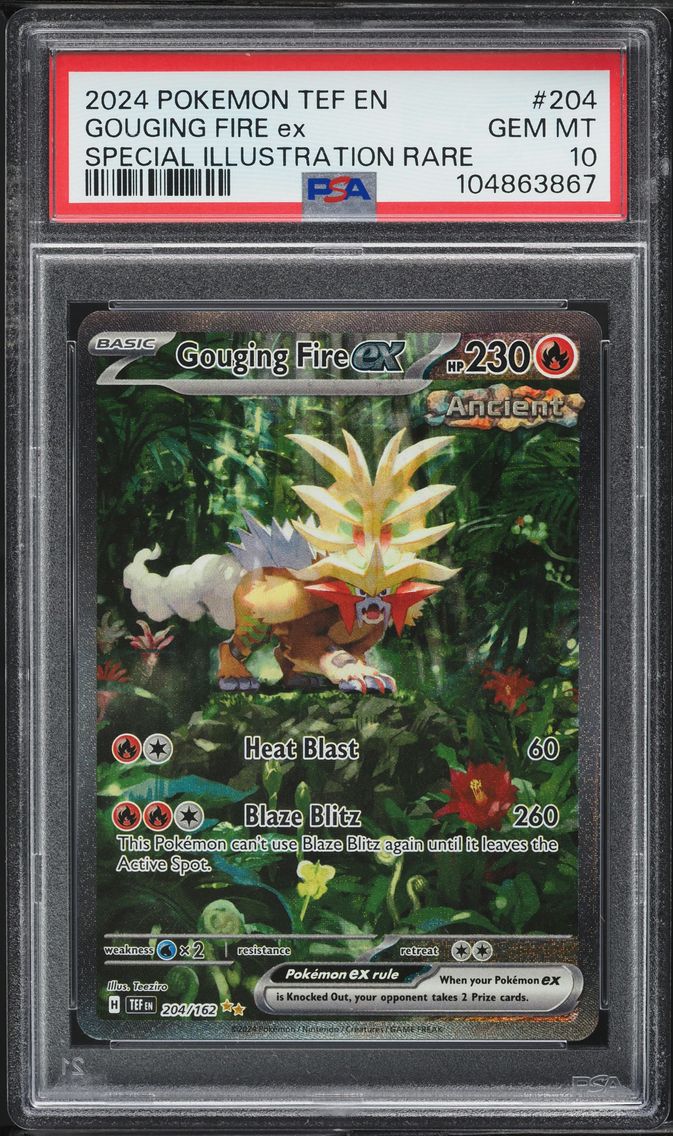 2024 #204 Gouging Fire EX PSA 10 Tef EN-Temporal Forces Pokemon