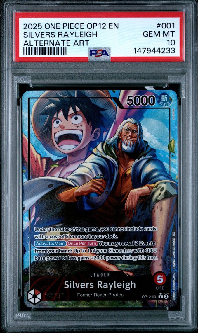 2025 #001 Silvers Rayleigh PSA 10 One Piece OP12-Legacy of the Master