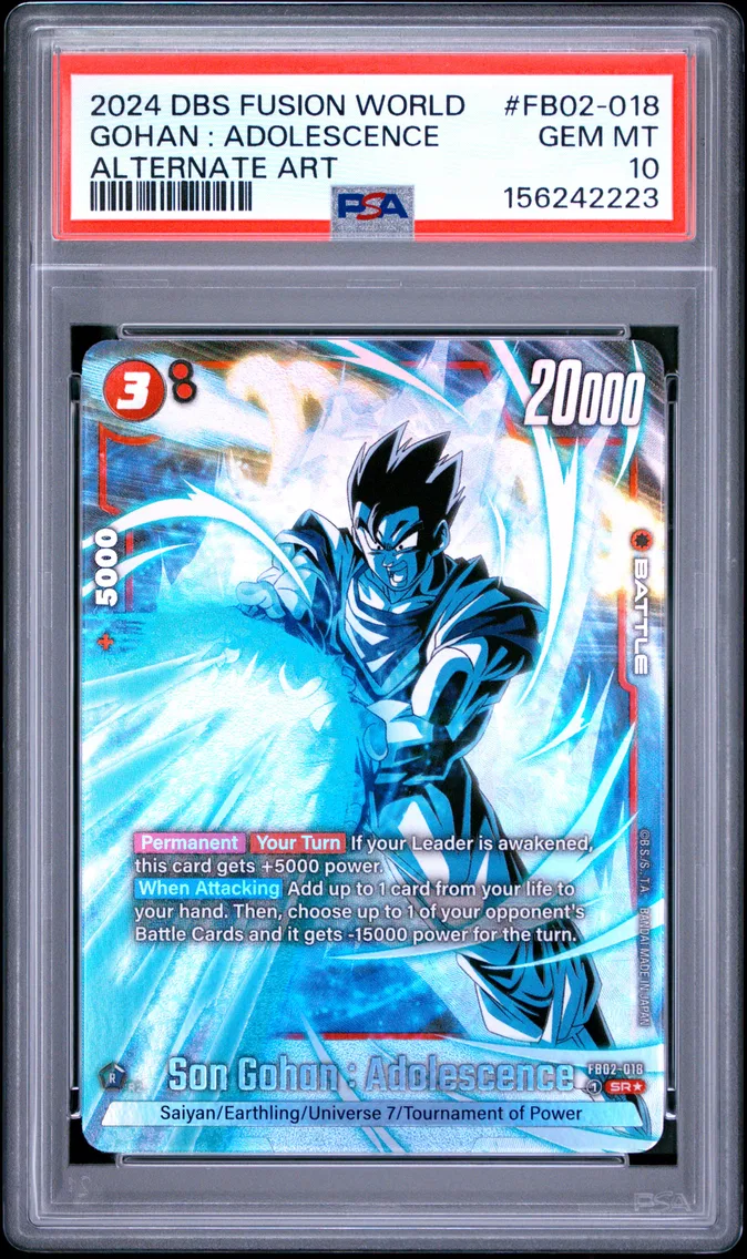 2024 #FB02-018 Son Gohan : Adolescence PSA 10 Dragon Ball Super Card Game Fusion World Blazing Aura