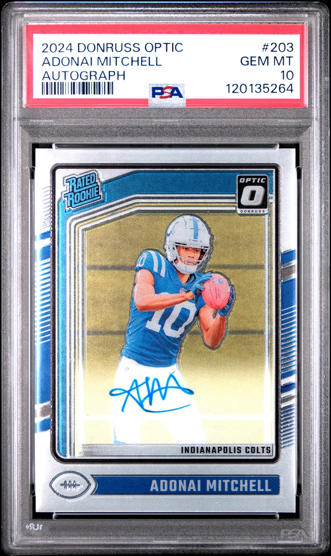 2024 #203 Adonai Mitchell PSA 10 Panini Donruss Optic