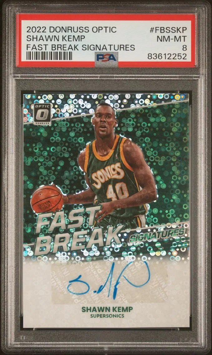 2022 #FBSSKP Shawn Kemp PSA 8 Panini Donruss Optic Fast Break Signatures