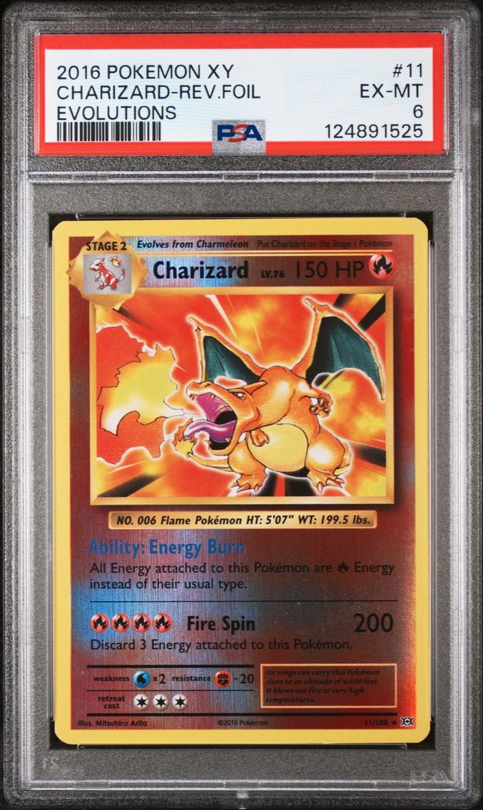 2016 #11 Charizard-Reverse Foil PSA 6 XY Evolutions Pokemon
