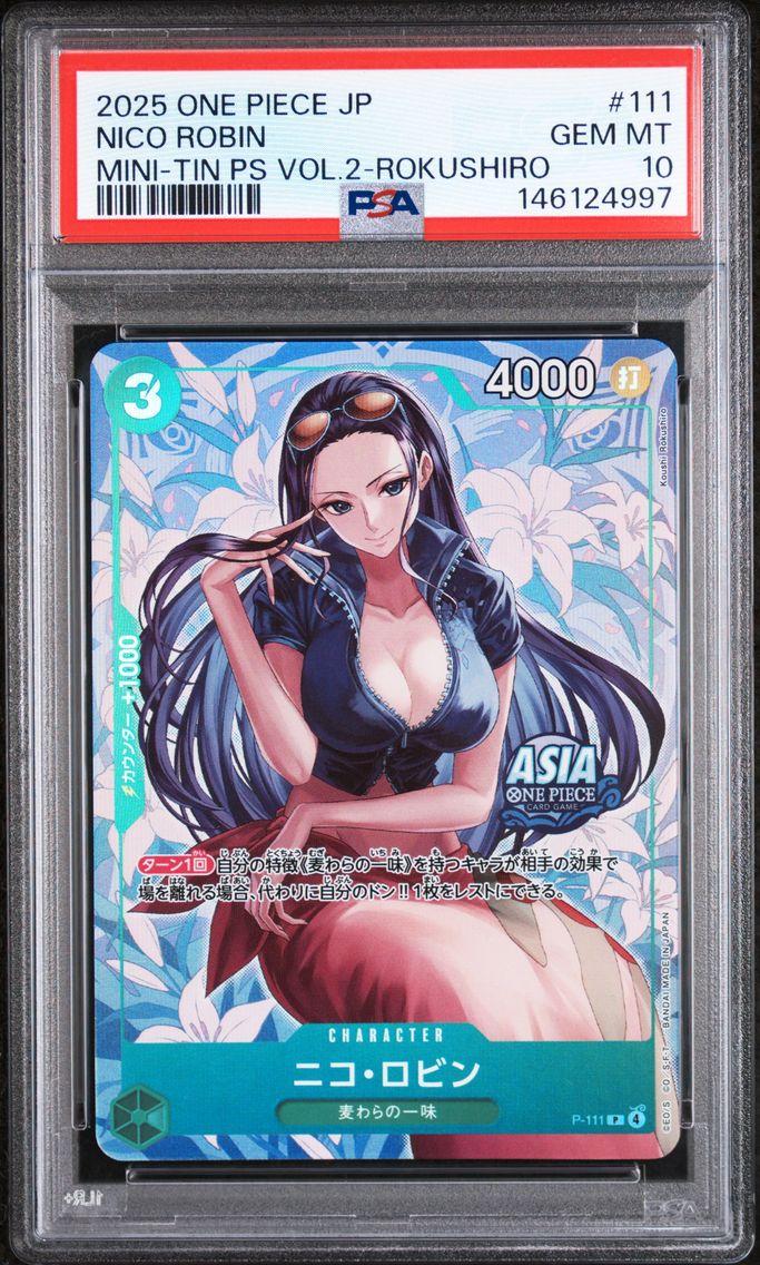 2025 #111 Nico Robin PSA 10 One Piece Japanese Mini-Tin Pack Set Vol.2