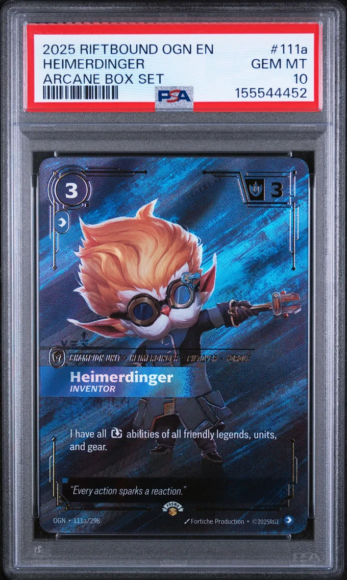2025 #111a Heimerdinger - Inventor PSA 10 Riftbound: League of Legends Ogn-Origins