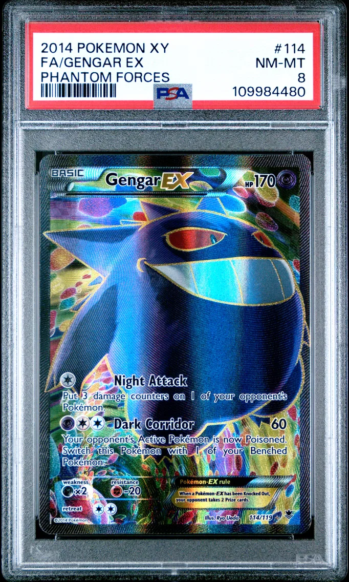 2014 #114 Full Art/Gengar EX PSA 8 XY Phantom Forces