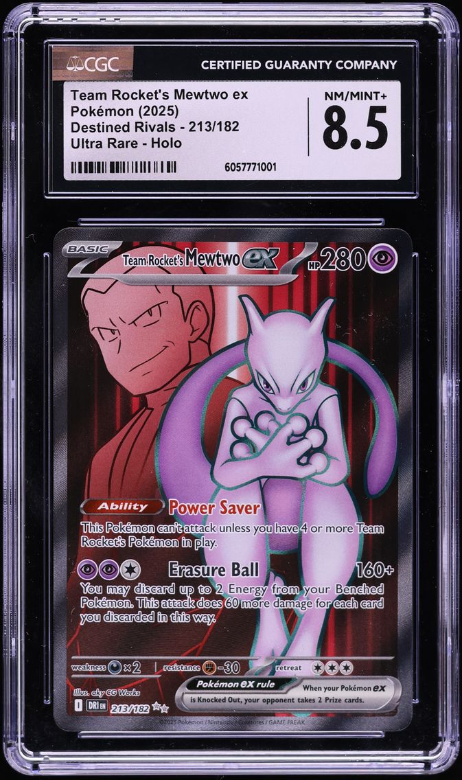 2025 #213 Team Rocket's Mewtwo EX CGC 8.5 Dri EN-Destined Rivals Pokemon