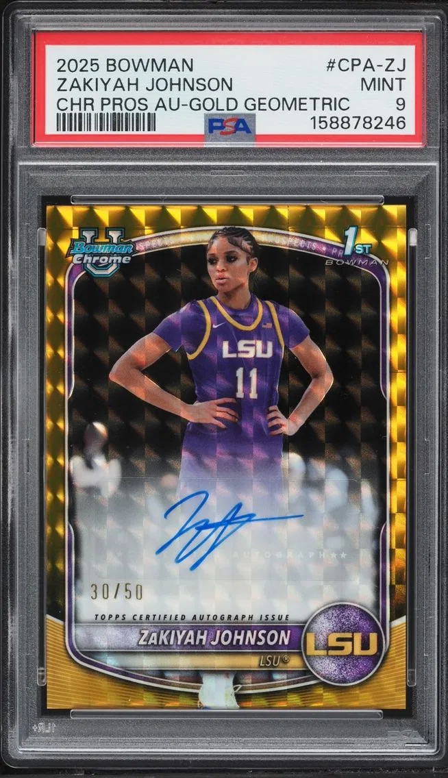 2025 Bowman Chrome Prospect Gold Geometric Zakiyah Johnson AUTO /50 #CPA-ZJ PSA 9 MINT