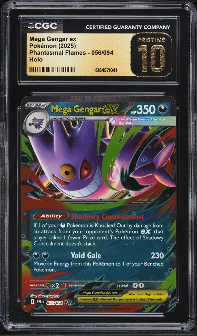2025 #56 Mega Gengar EX CGC 10 Pokemon Mega Evolution Phantasmal Flames Holo