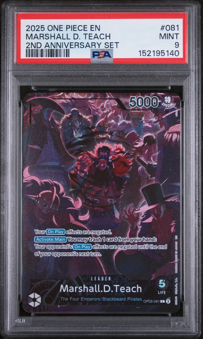 2025 #081 Marshall D. Teach PSA 9 One Piece English Version 2nd Anniversary Set
