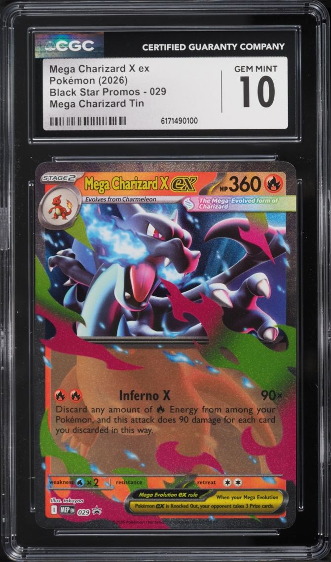 2026 Pokemon Mega Evolution Black Star Promo Tin Mega Charizard X Ex #29 CGC 10 GEM MINT