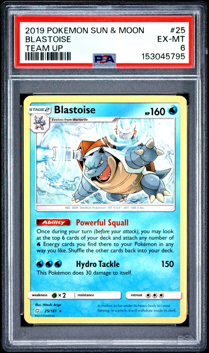 2019 #25 Blastoise PSA 6 Sun & Moon Team Up