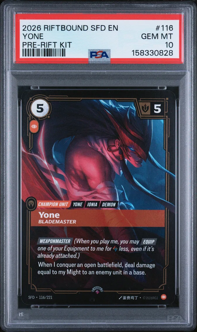 2026 #116 Yone - Blademaster PSA 10 Riftbound: League of Legends Sfd-Spiritforged