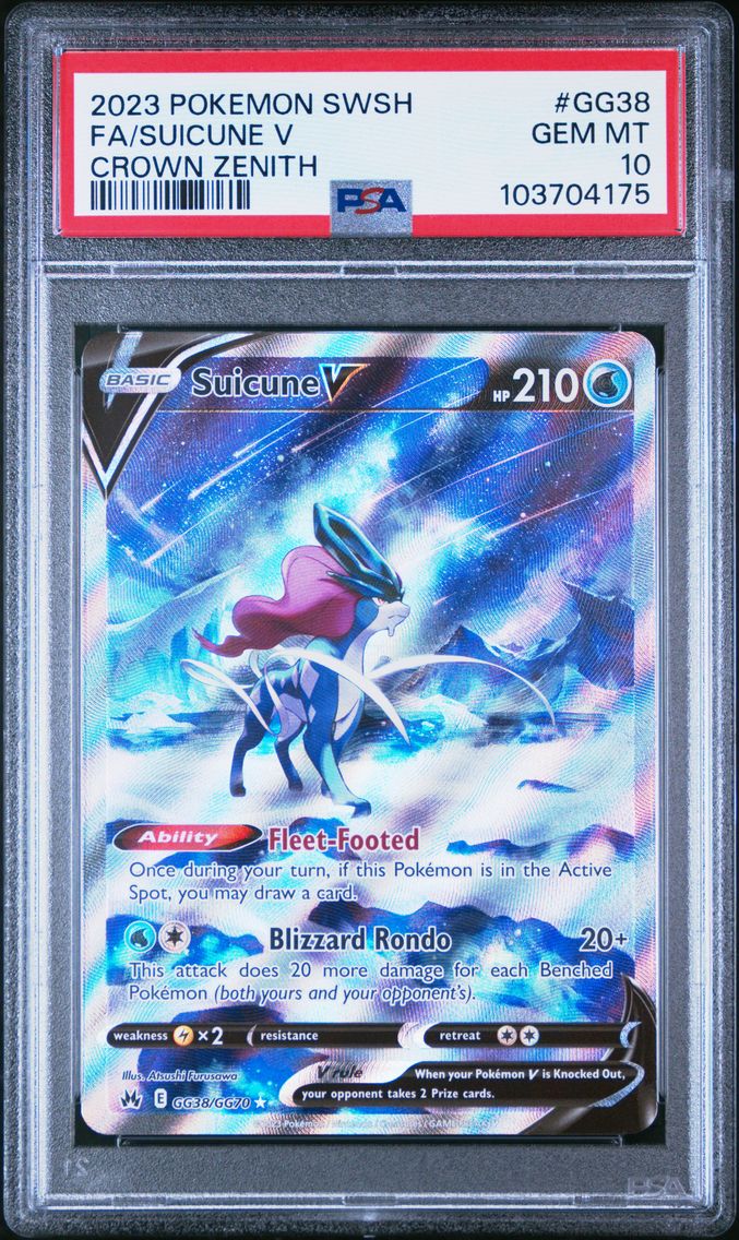 2023 #GG38 Full Art/Suicune V PSA 10 Sword and Shield Crown Zenith