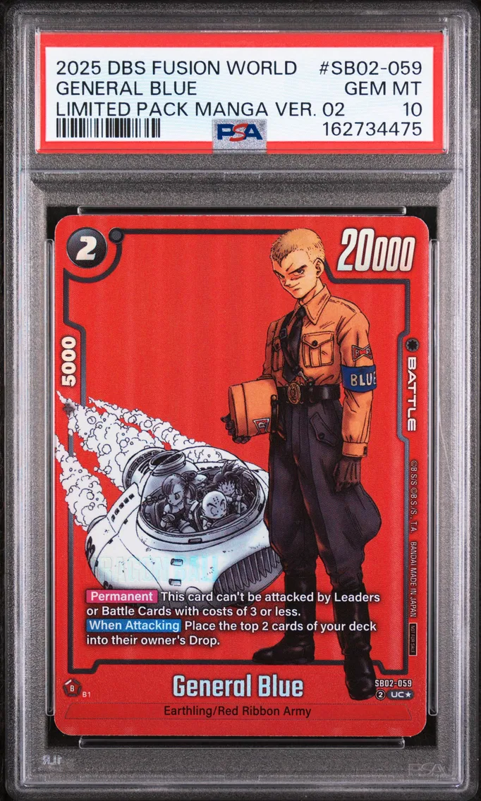2025 #SB02-059 General Blue PSA 10 Dragon Ball Super Card Game Fusion World Limited Pack Manga Version 02