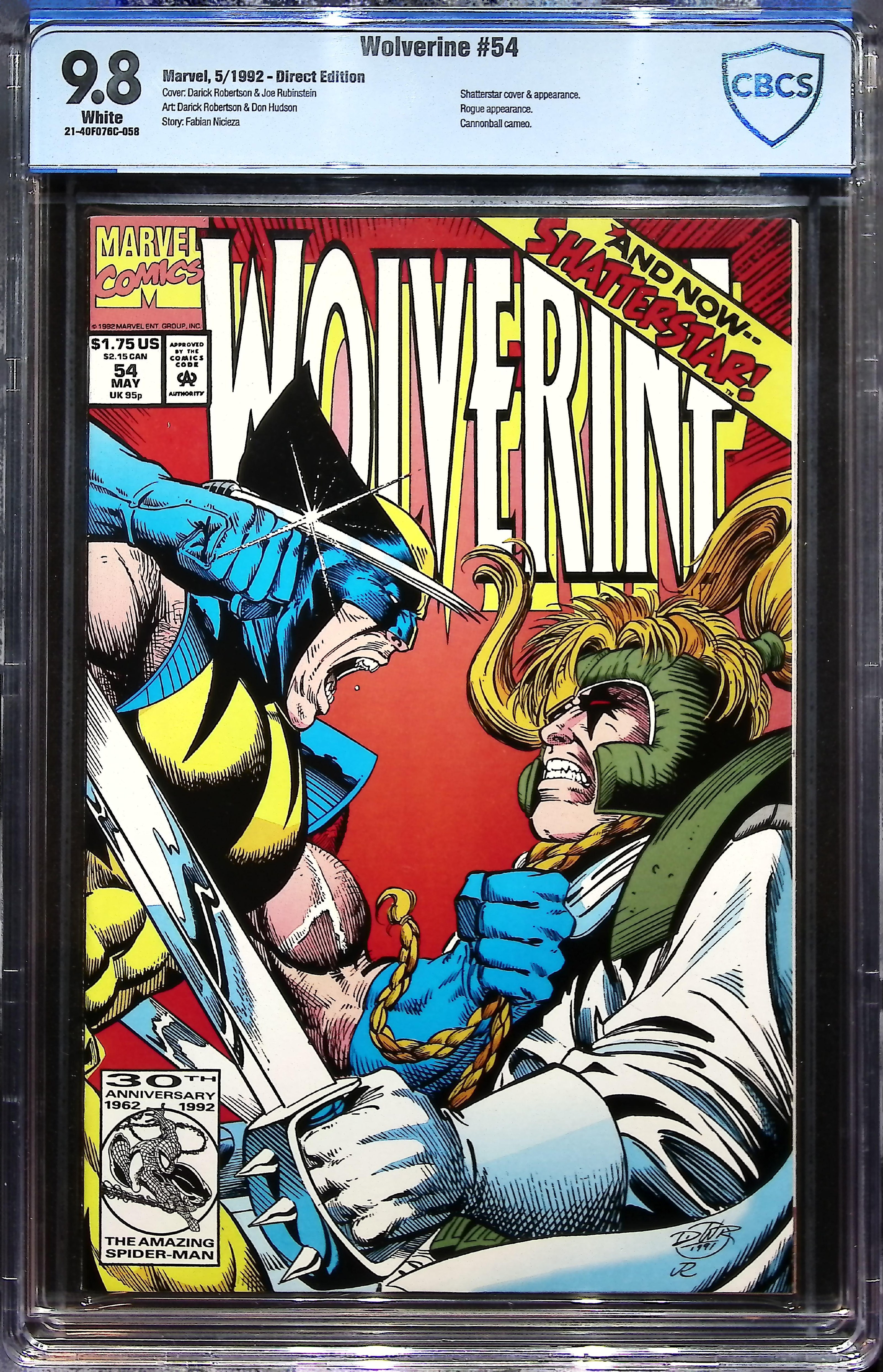 1992 Wolverine #54 CBCS 9.8 Marvel Comics