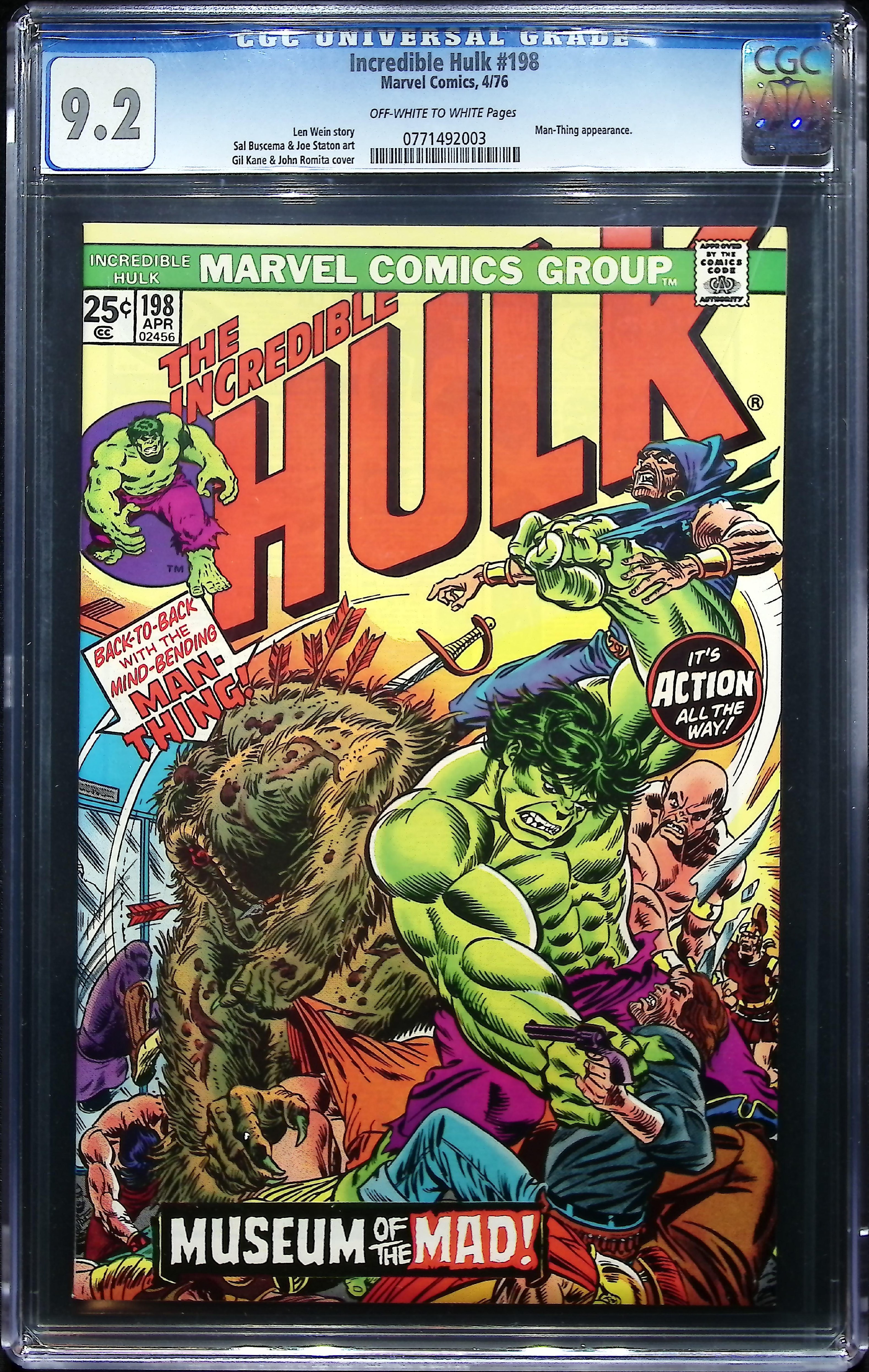 1976 Incredible Hulk #198 CGC 9.2 Marvel Comics