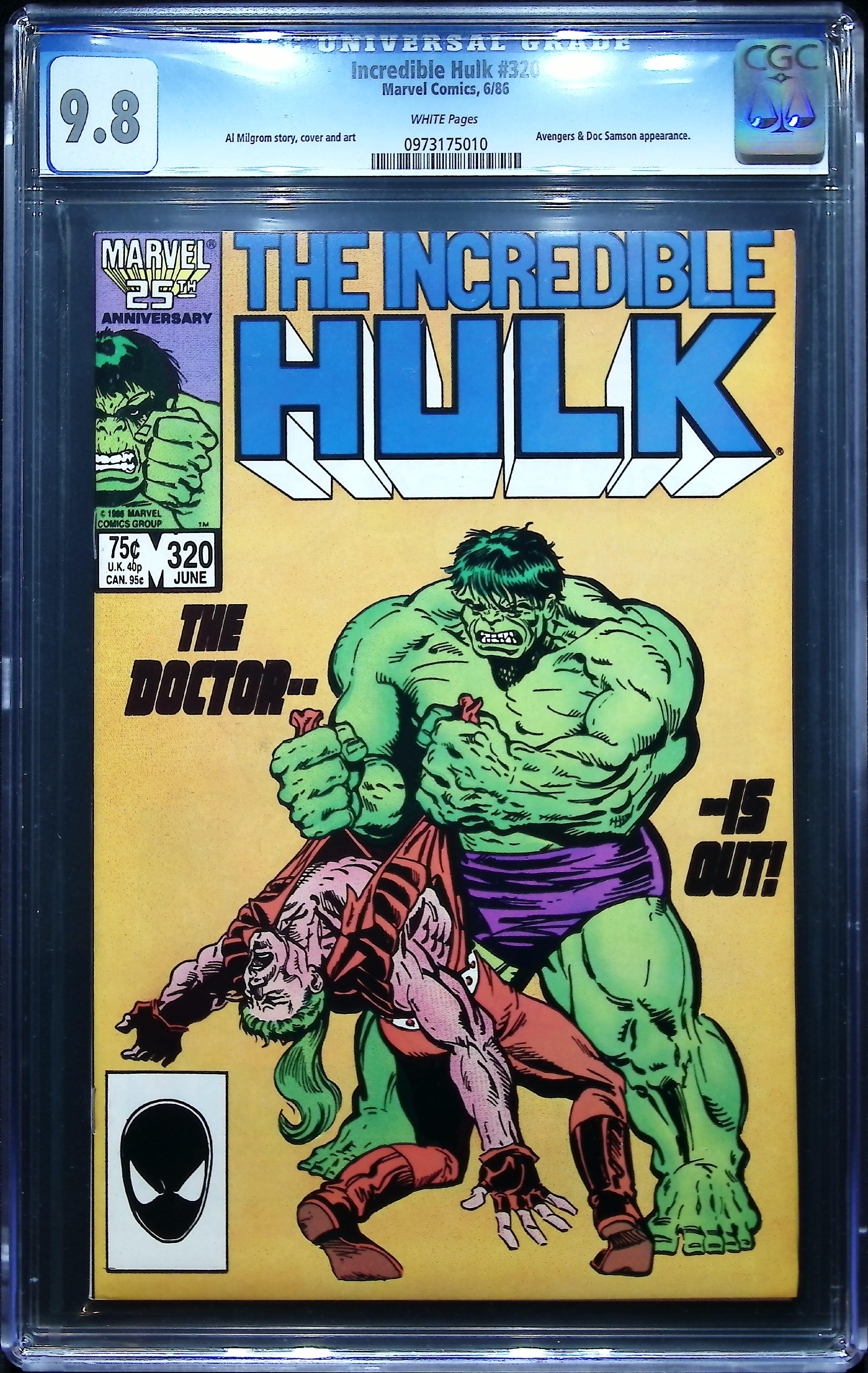 1986 Incredible Hulk #320 CGC 9.8 Marvel Comics