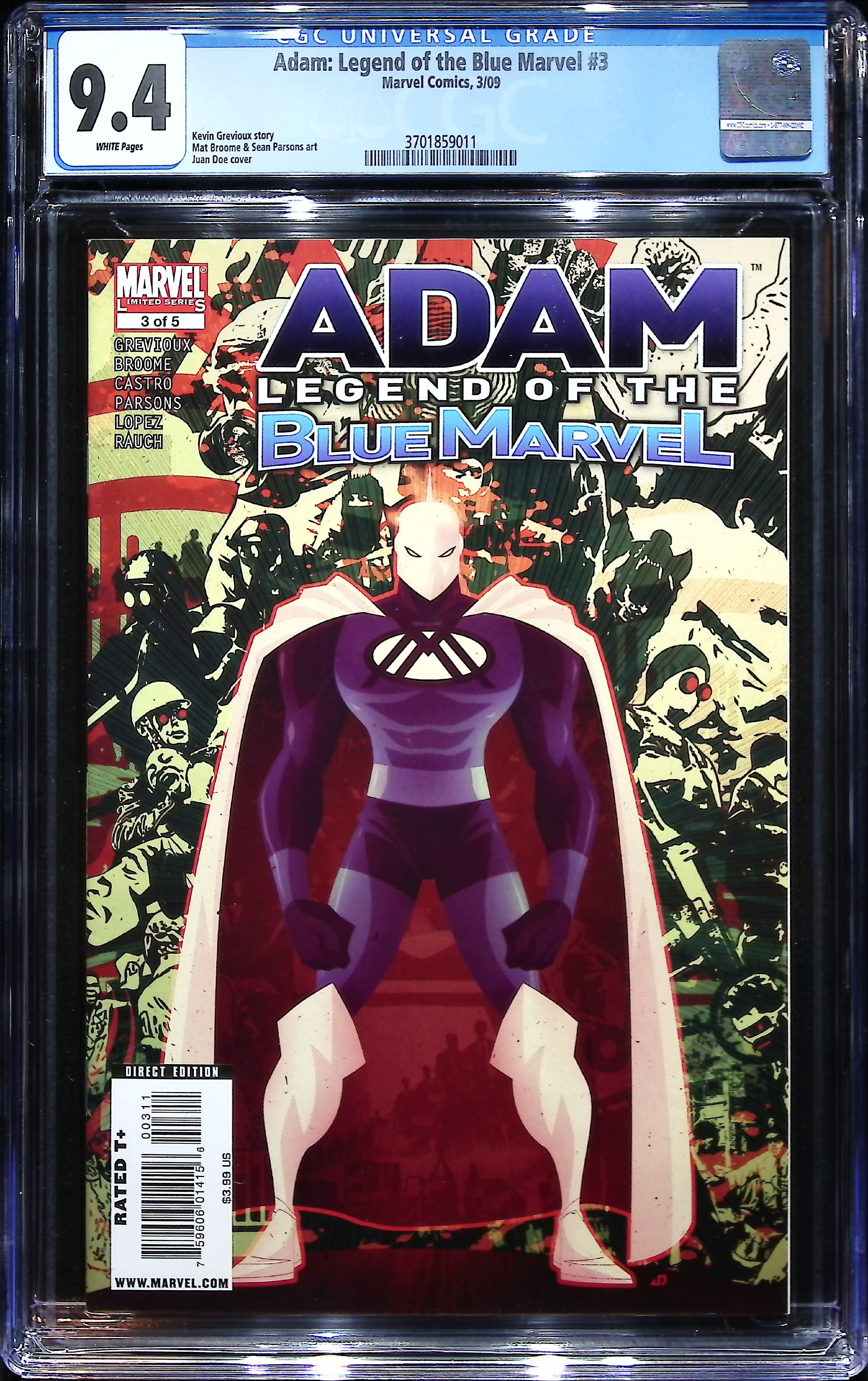 2009 Adam: Legend of the Blue Marvel #3 CGC 9.4 Marvel Comics
