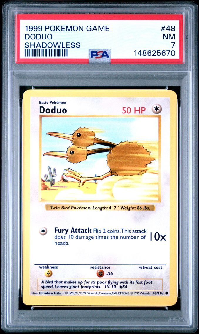 1999 #48 Doduo Shadowless PSA 7 Game Pokemon