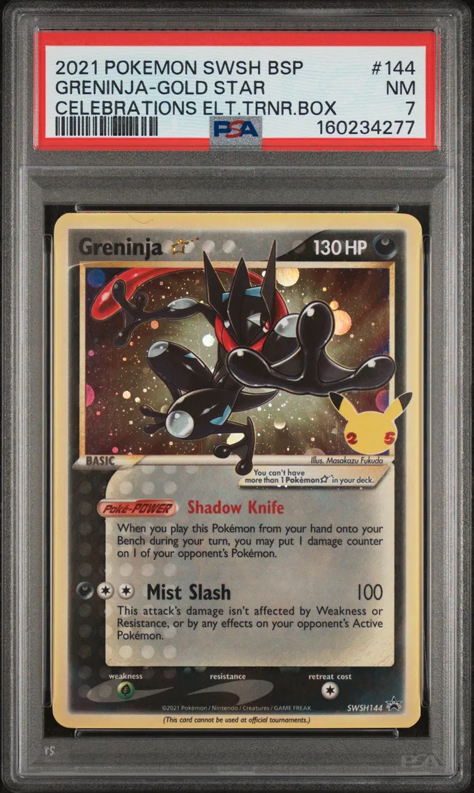 2021 #144 Greninja-Gold Star PSA 7 Swsh Black Star Promo