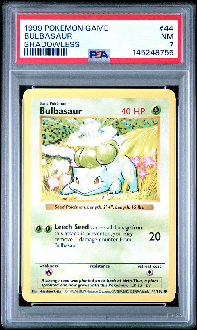 1999 #44 Bulbasaur Shadowless PSA 7 Game Pokemon