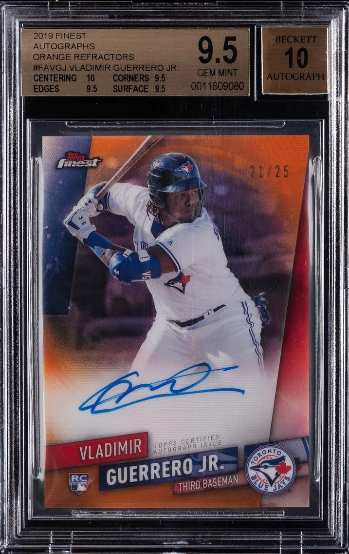 2019 #FAVGJ Vladimir Guerrero Jr. BGS 9.5 Finest Autographs Orange Refractors Baseball