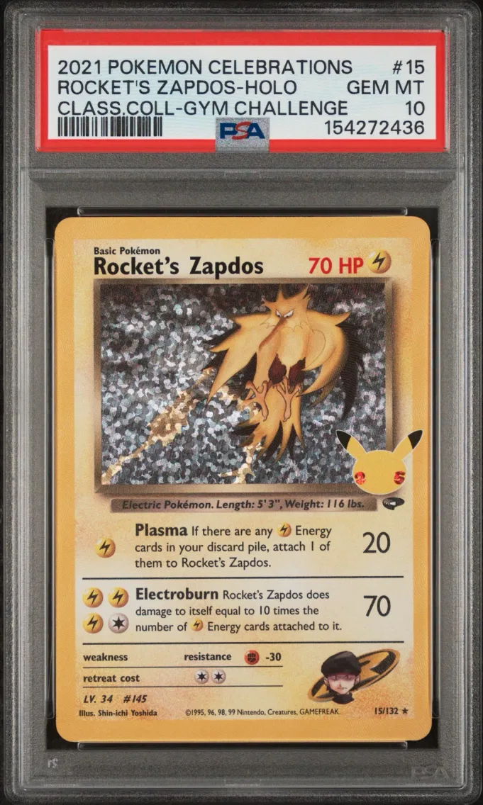 2021 Pokemon Celebrations Classic Collection Rocket's Zapdos-Holo Celebrations Classic Collection #15 PSA 10