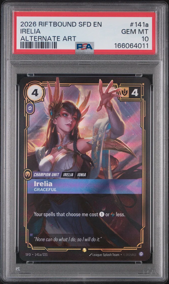 2026 #141a Irelia - Graceful PSA 10 Riftbound: League of Legends Sfd-Spiritforged