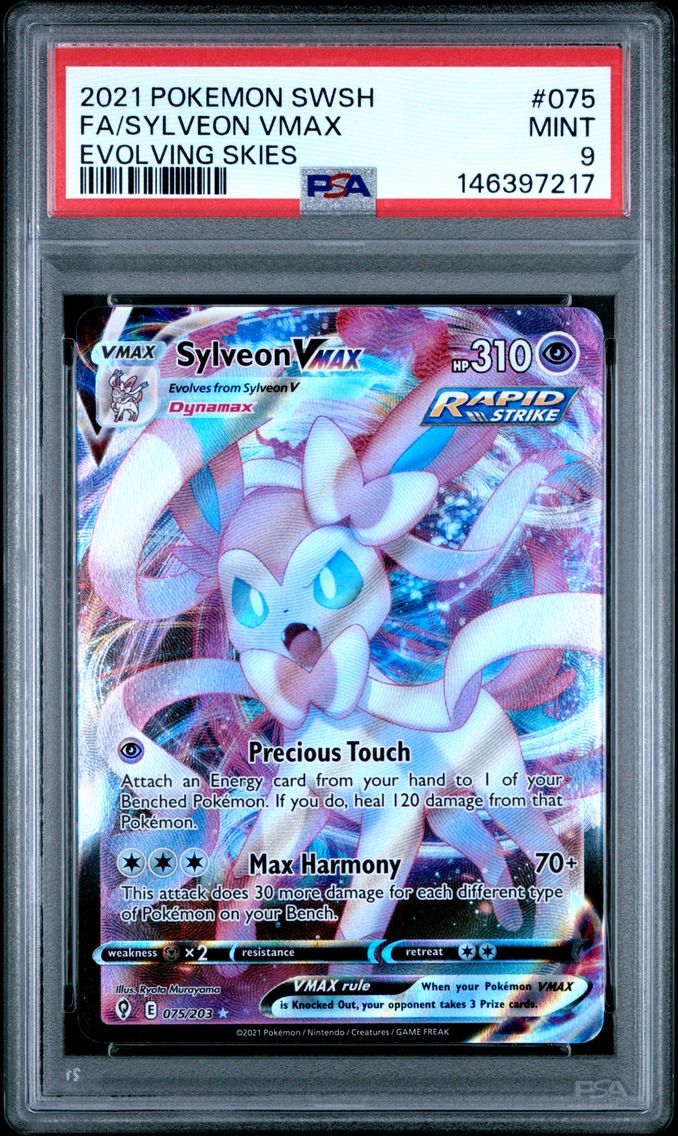 2021 #075 Full Art/Sylveon Vmax PSA 9 Sword & Shield Evolving Skies Pokemon