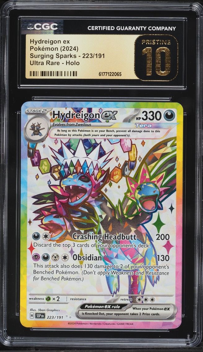 2024 Pokemon Scarlet & Violet Surging Sparks Full Art Hydreigon Ex #223 CGC 10 PRISTINE