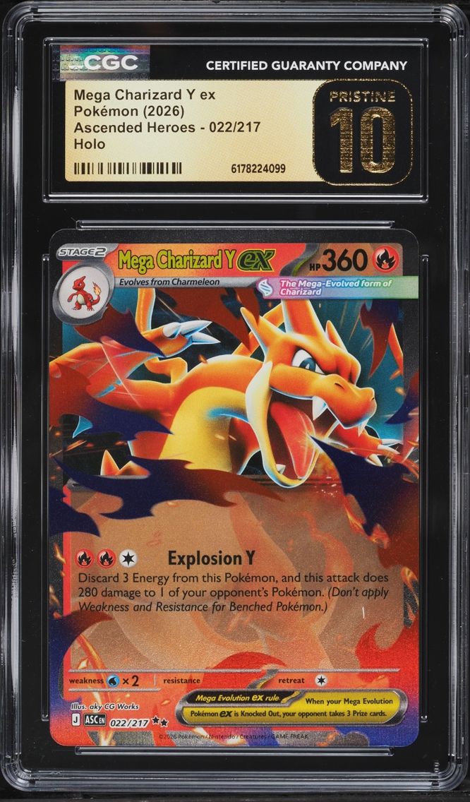 2026 Pokemon Mega Evolution Ascended Heroes Holo Mega Charizard Y Ex #22 CGC 10 PRISTINE