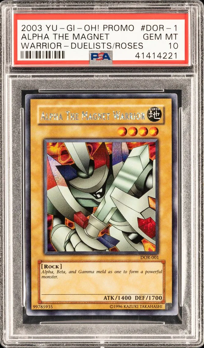 #001 ALPHA THE MAGNET WARRIOR 2003 YU-GI-OH! PROMO | DUELISTS OF THE ROSES PSA 10