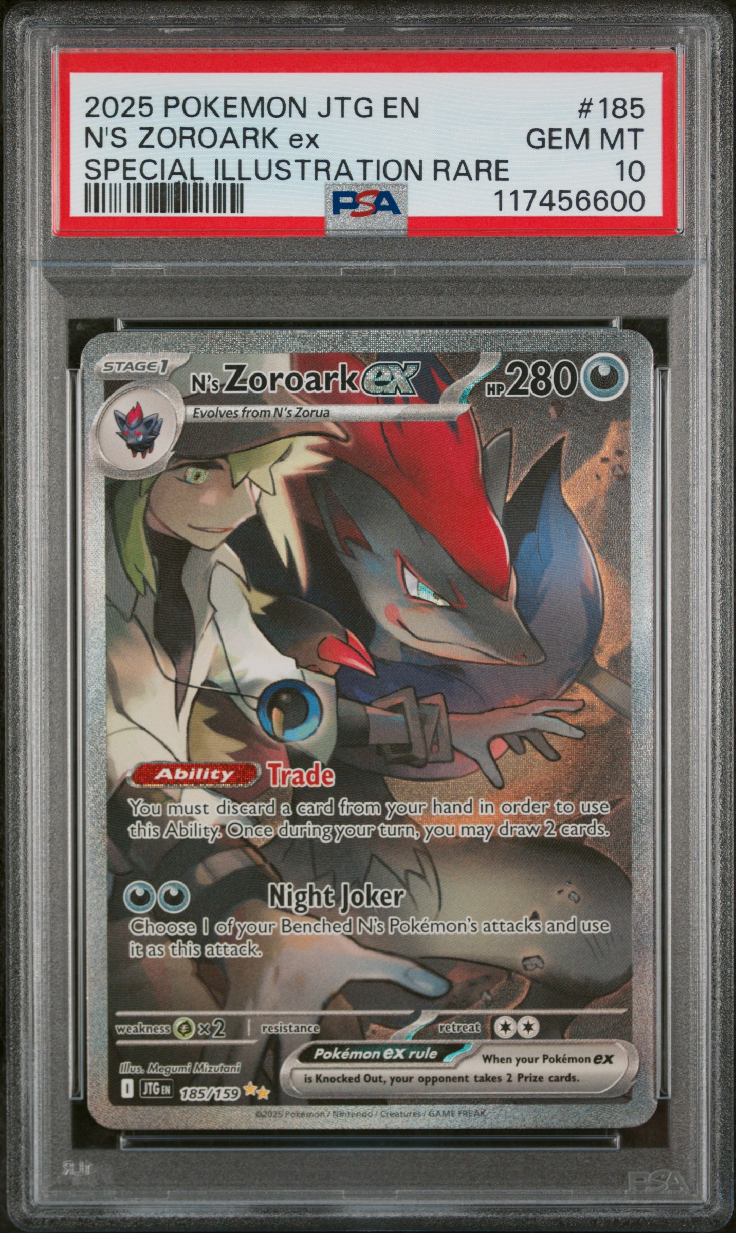 2025 #185 N'S Zoroark Ex PSA 10 Jtg En-Journey Together