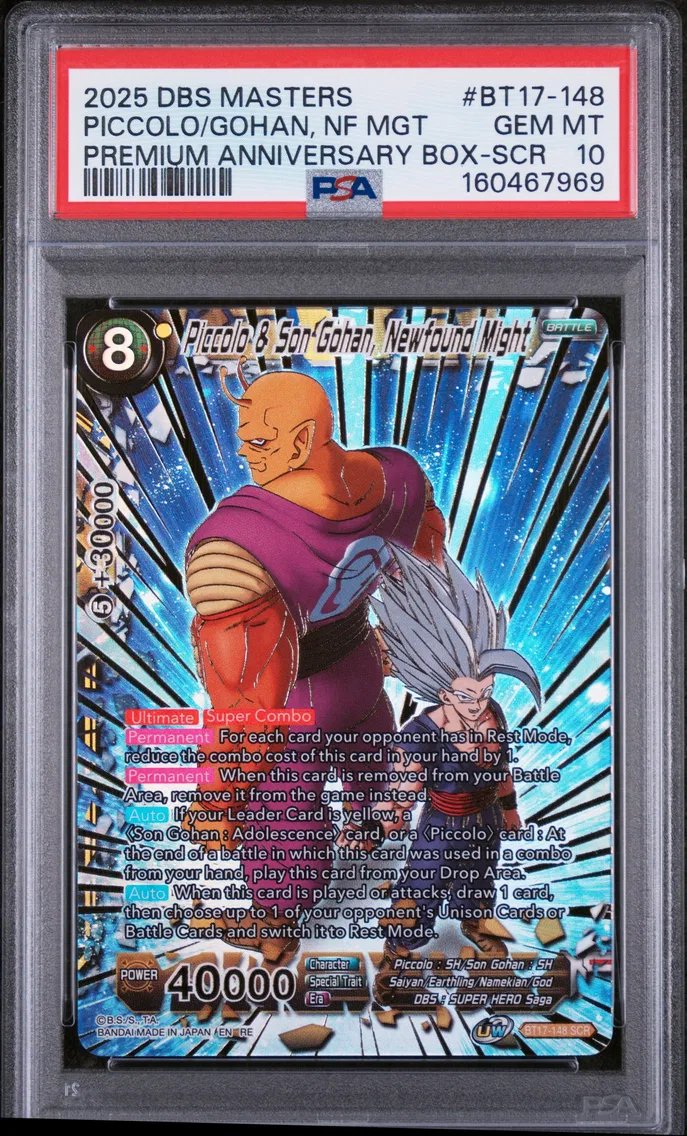 2025 #BT17-148 Piccolo & Son Gohan, Newfound Might PSA 10 Dragon Ball Super Card Game Masters Premium Anniversary Box