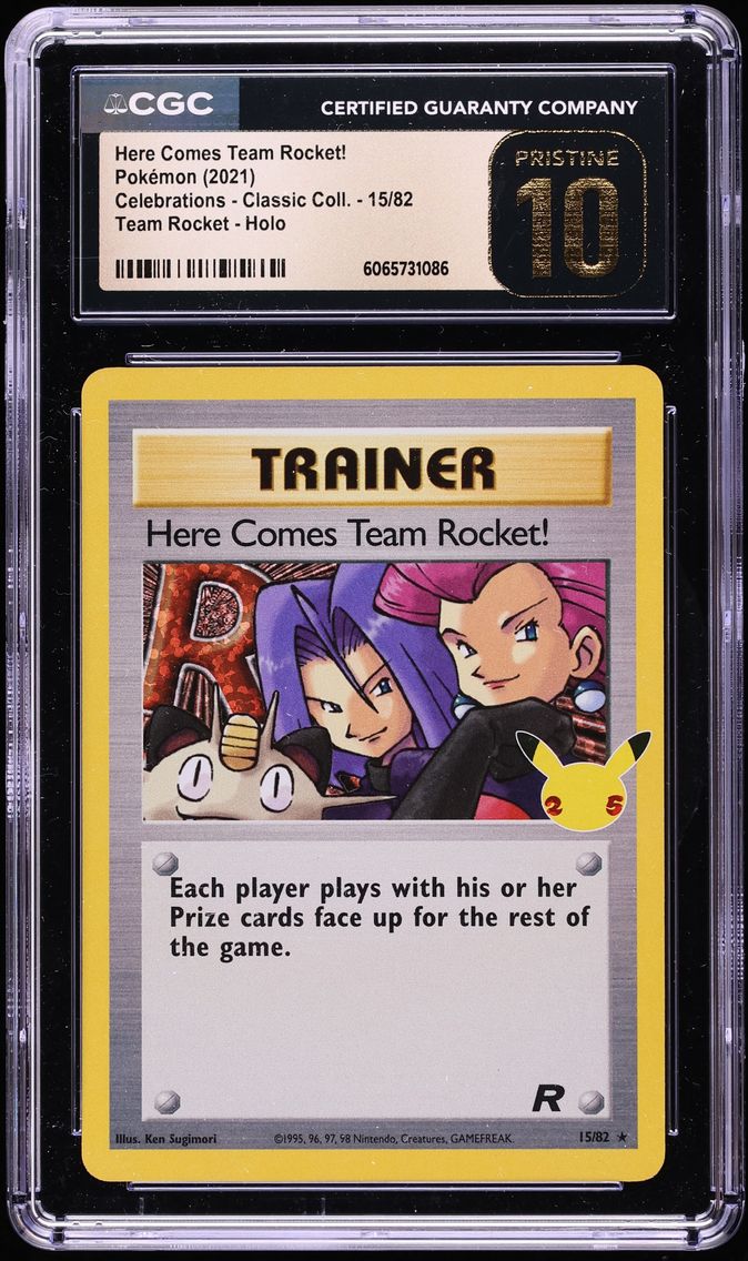 2021 #15 Here Comes Team Rocket!-Holo CGC 10 Pristine Celebrations Classic Collection Pokemon