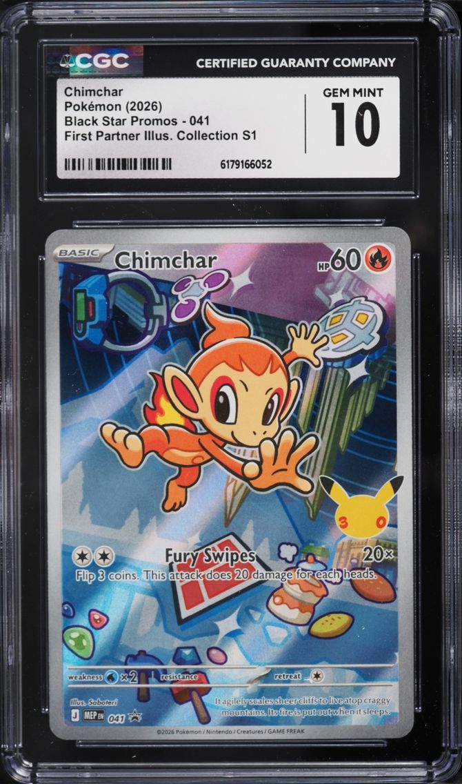 2026 Pokemon Mega Evolution Promo First Partner Illustration S1 Full Art Chimchar #41 CGC 10