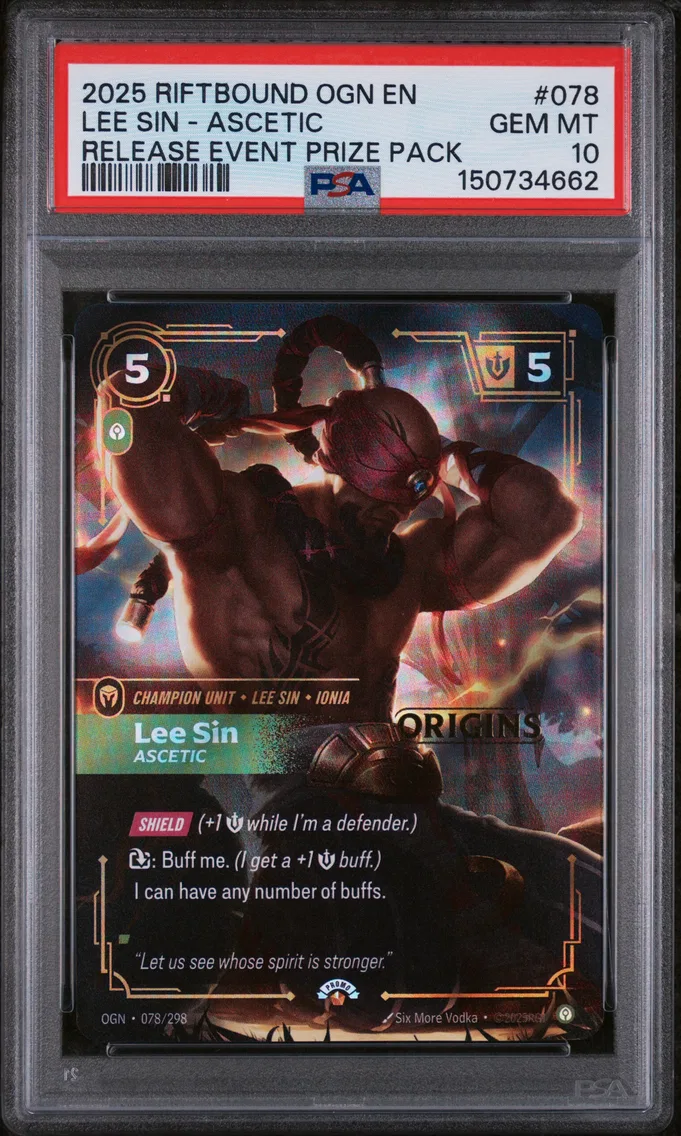 2025 #078 Lee Sin - Ascetic PSA 10 Riftbound: League of Legends Ogn-Origins