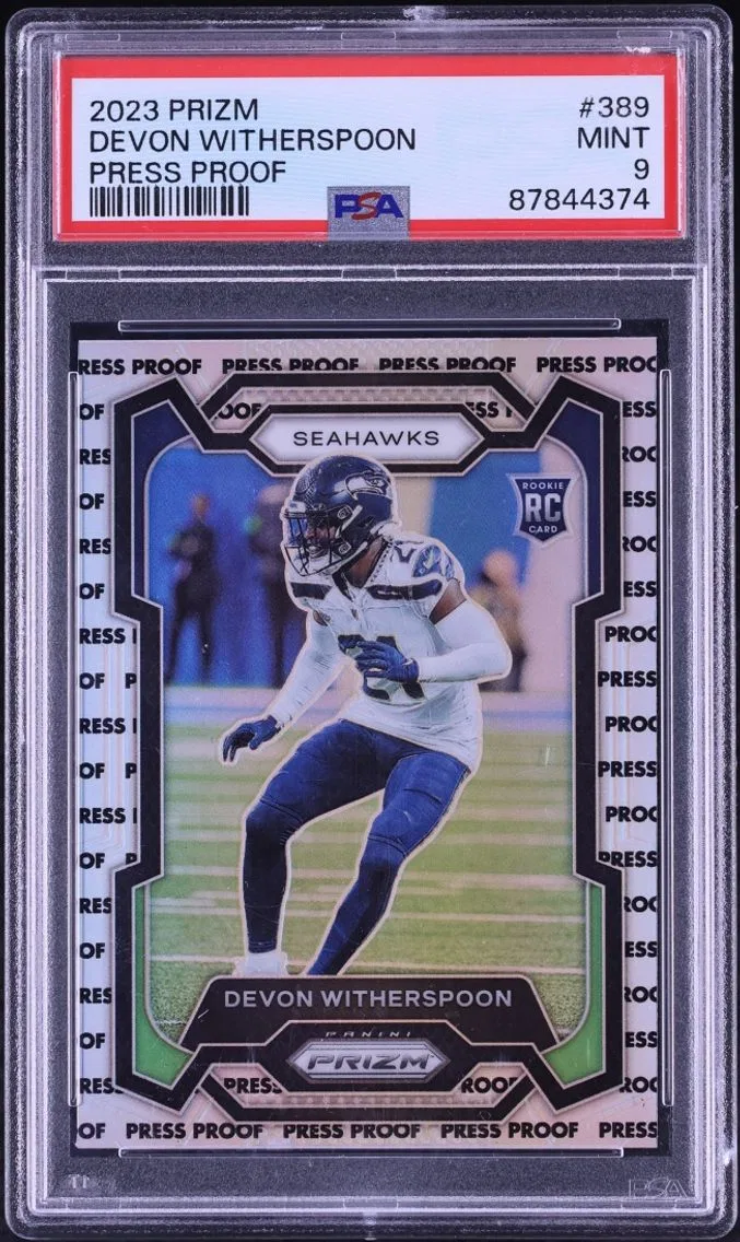 2023 Panini Prizm Press Proof Devon Witherspoon ROOKIE #389 PSA 9 MINT
