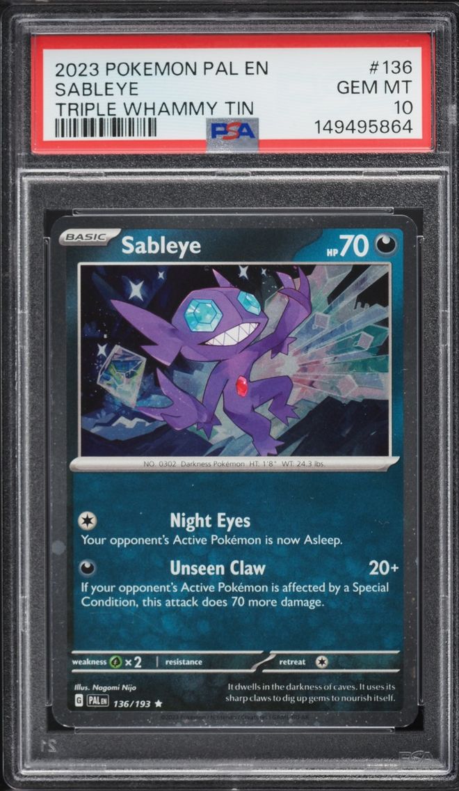 2023 #136 Sableye PSA 10 Pokemon Scarlet & Violet Paldea Evolved Triple Whammy Tin