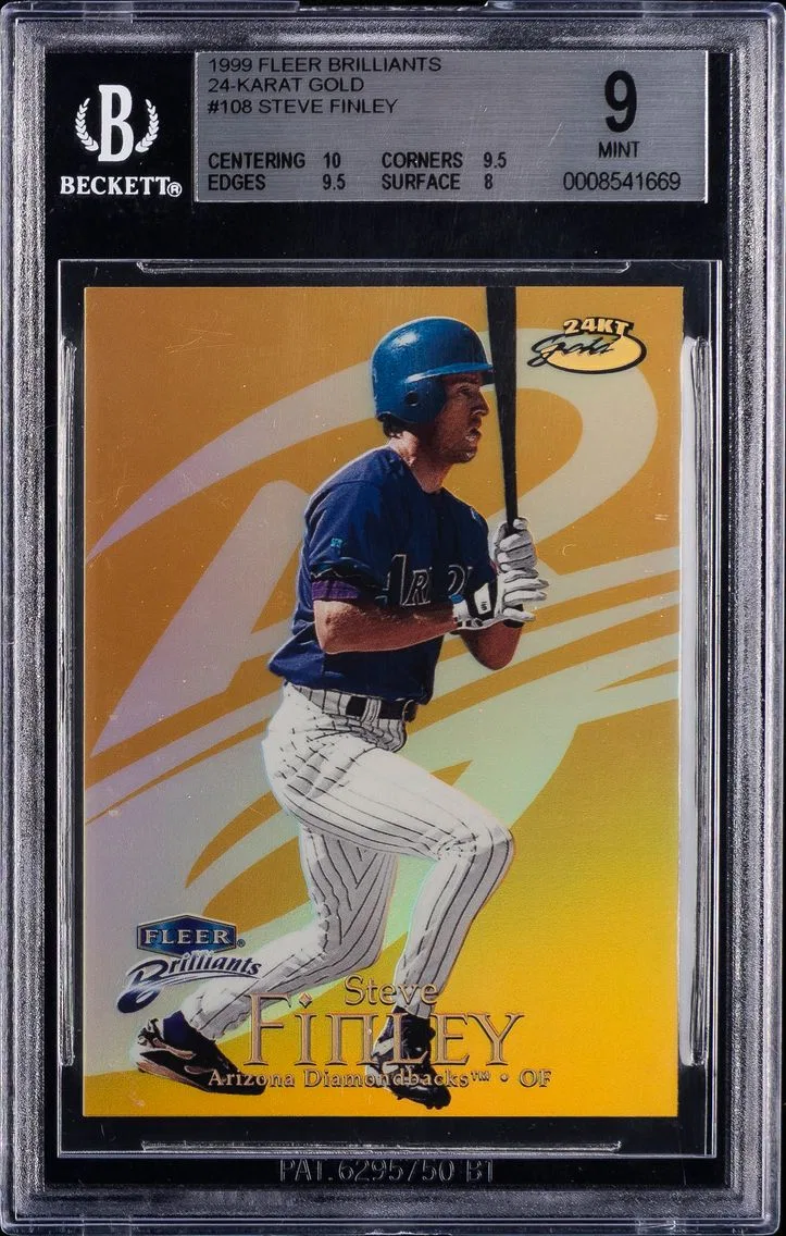 1999 #108 Steve Finley BGS 9 Fleer Brilliants 24-Karat Gold