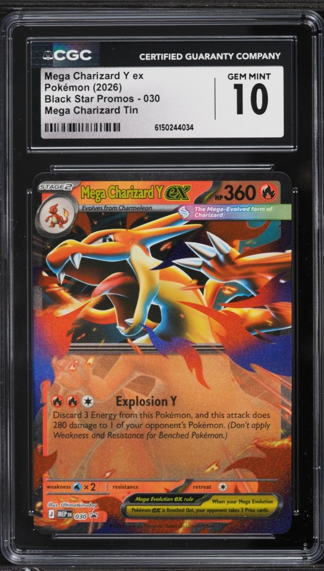 2026 Pokemon Mega Evolution Black Star Promo Tin Mega Charizard Y EX #30 CGC 10 GEM MINT