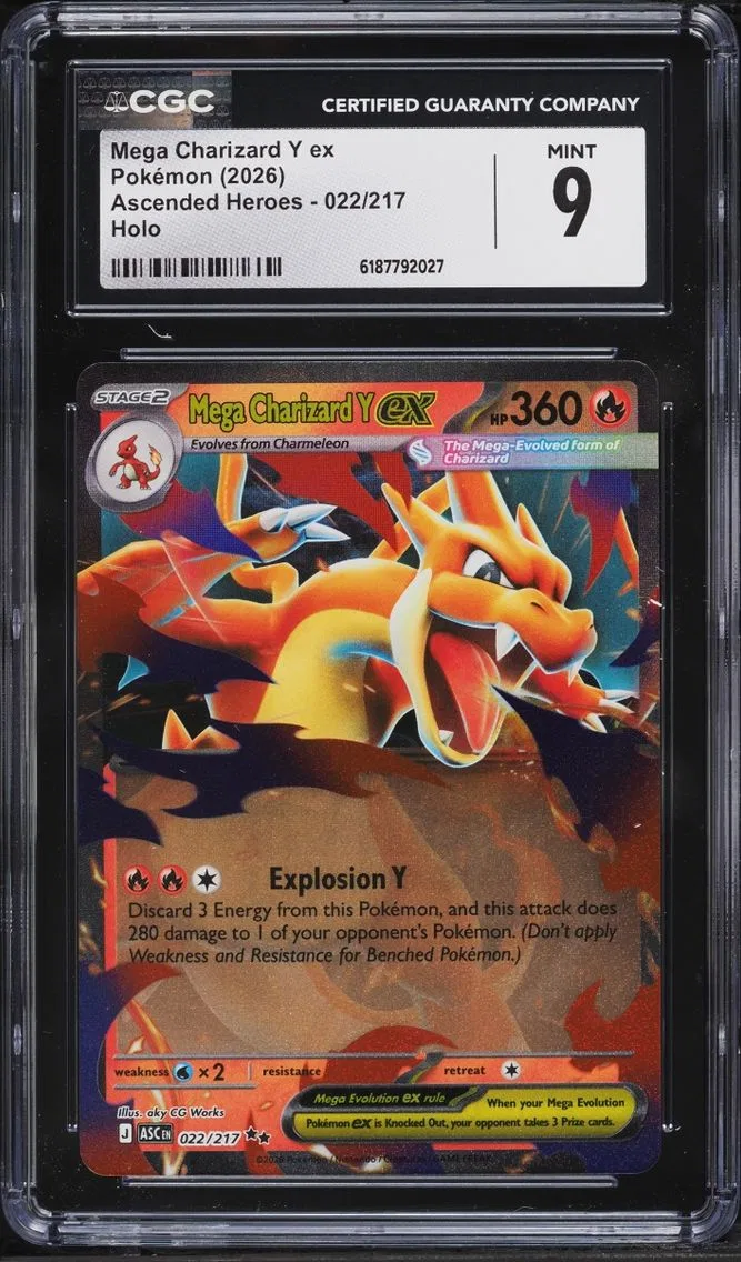2026 #22 Mega Charizard Y EX CGC 9 Pokemon Mega Evolution Ascended Heroes Holo
