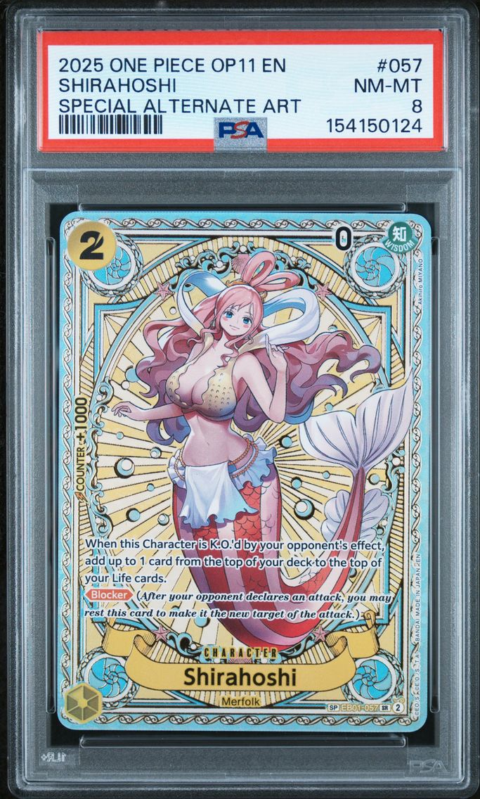 2025 #057 Shirahoshi PSA 8 One Piece OP11-A Fist of Divine Speed