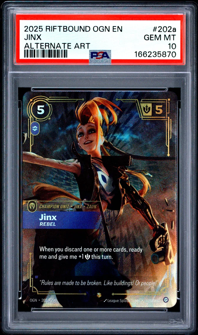 2025 #202a Jinx - Rebel PSA 10 Riftbound: League of Legends Ogn-Origins