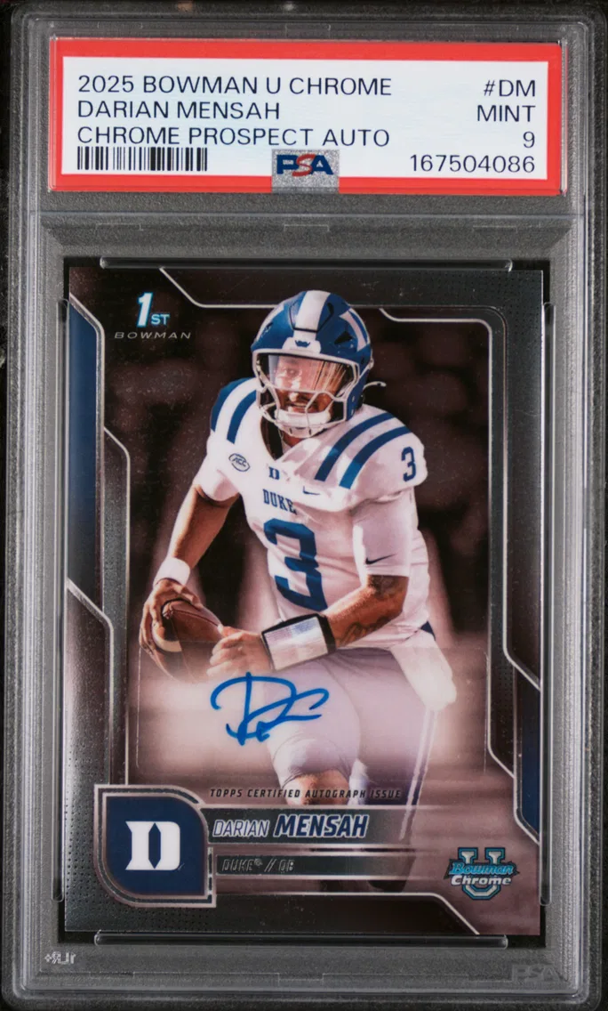 2025 #DM Darian Mensah PSA 9 Bowman University Chrome Bowman Chrome Prospect Autographs