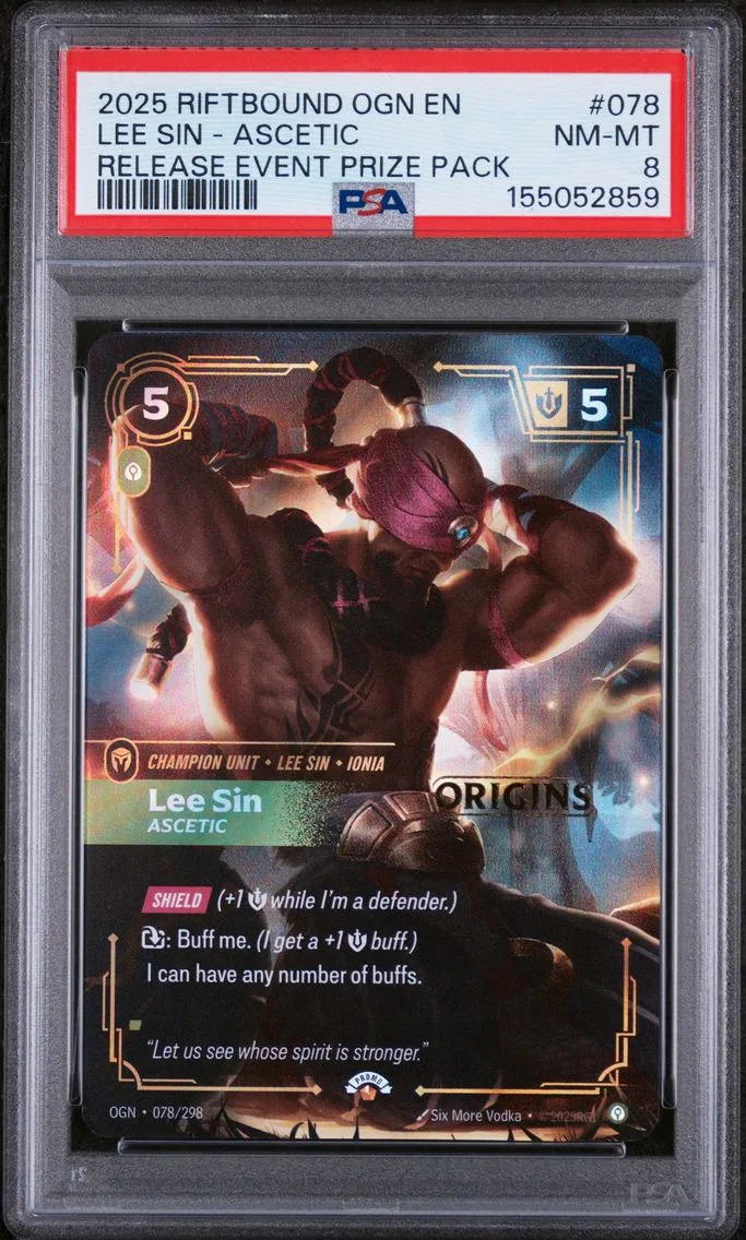 2025 #078 Lee Sin - Ascetic PSA 8 Riftbound: League of Legends Ogn-Origins