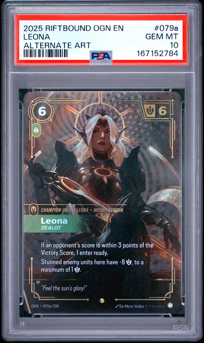 2025 #079a Leona - Zealot PSA 10 Riftbound: League of Legends Ogn-Origins