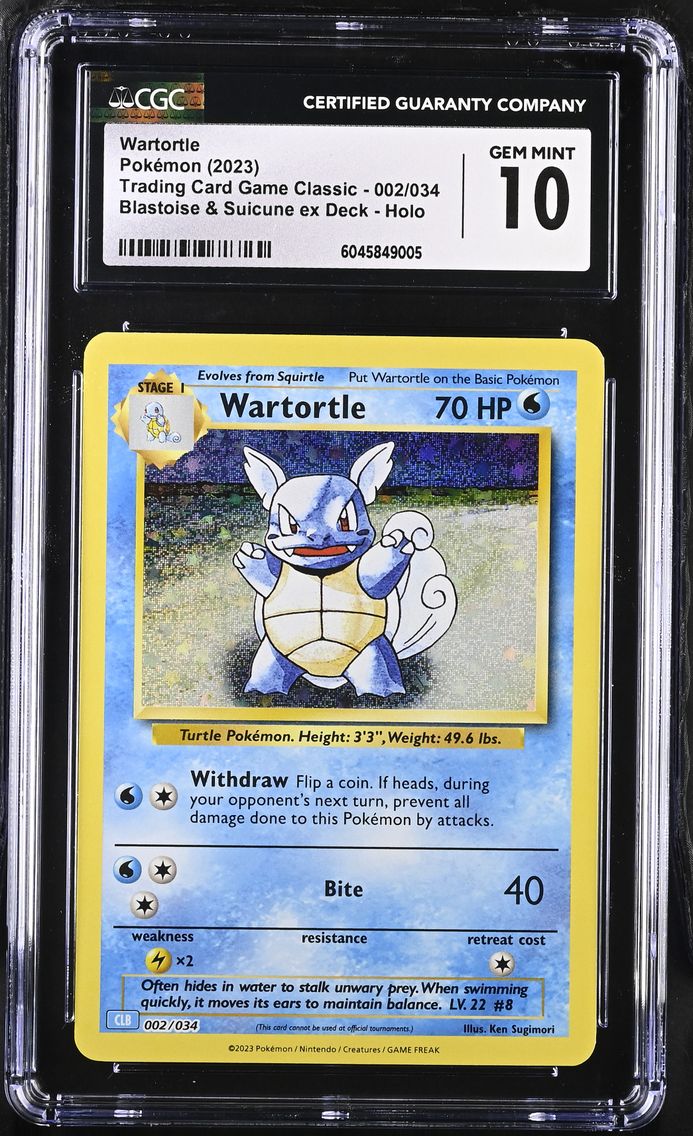 2023 #002 Wartortle CGC 10 Trading Card Game Classic - CLV, CLC, CLB - English