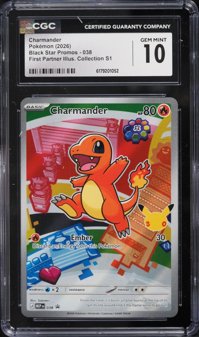 2026 Pokemon Mega Evolution Promo First Partner Illustration S1 Full Art Charmander #38 CGC 10