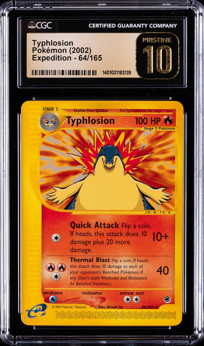 2002 #64 Typhlosion CGC 10 Pristine Expedition Pokemon